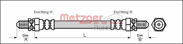 Flexible de frein (Durite de frein) METZGER ref. 4113254